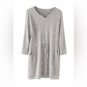 Soft Surroundings Fleece Tie Waist Gray Dress